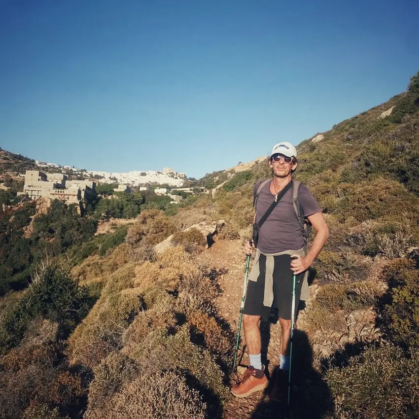 Antonis Dimas on a walking path in Patmos