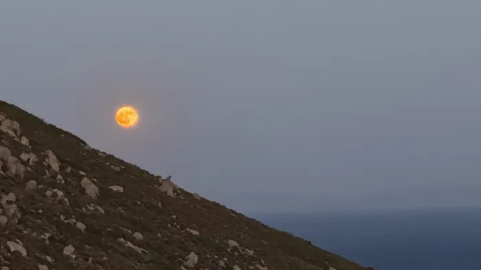 Full moon above the Patmos hillside