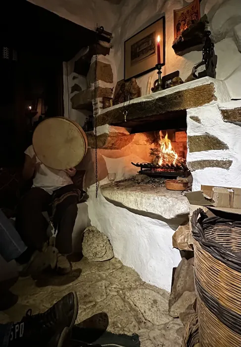 An evening by the fireplace in winter