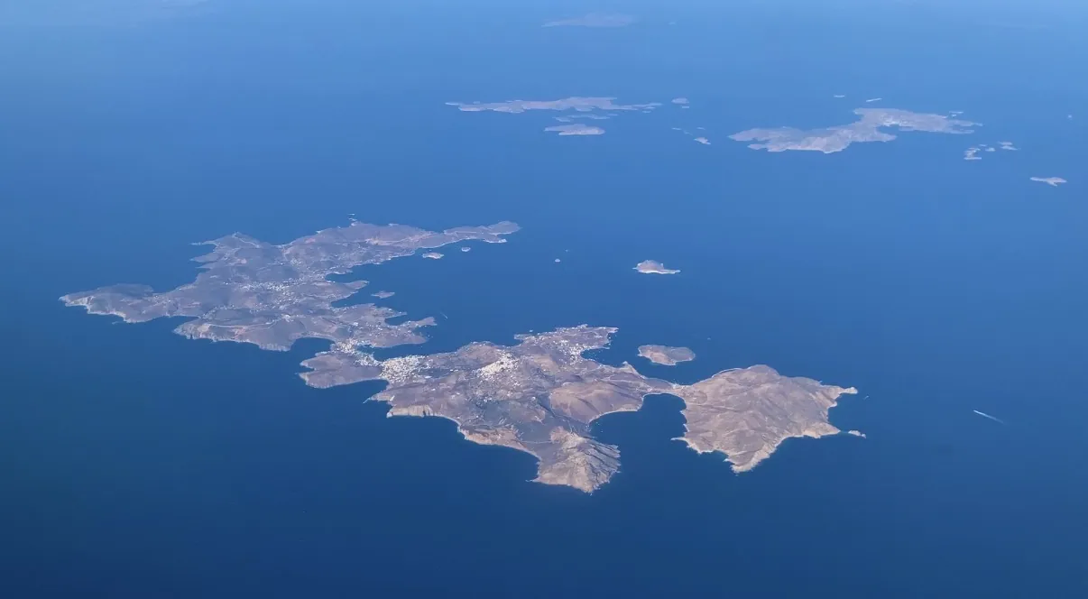An aerial view of Patmos and its surrounding islands in the Aegean Sea